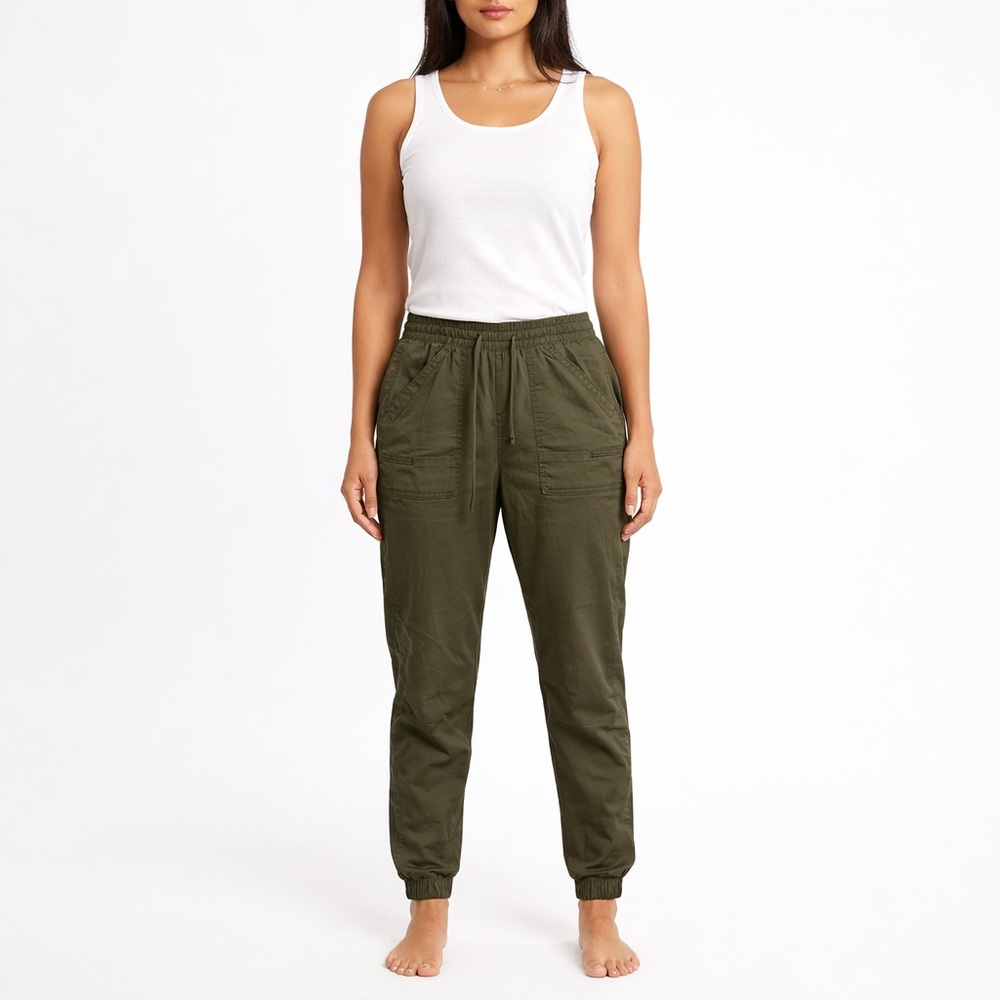 Supplies dark grey straight leg pants large elastic waist casual